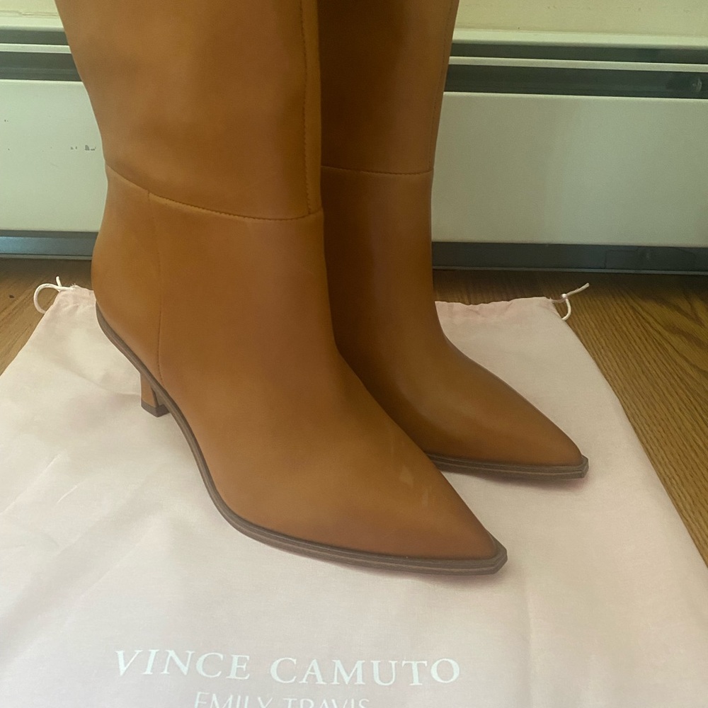Leather Knee-High Boots in Tan - Picture 4 of 4